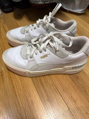 Puma White and Light Pink Low-Top Sneakers
